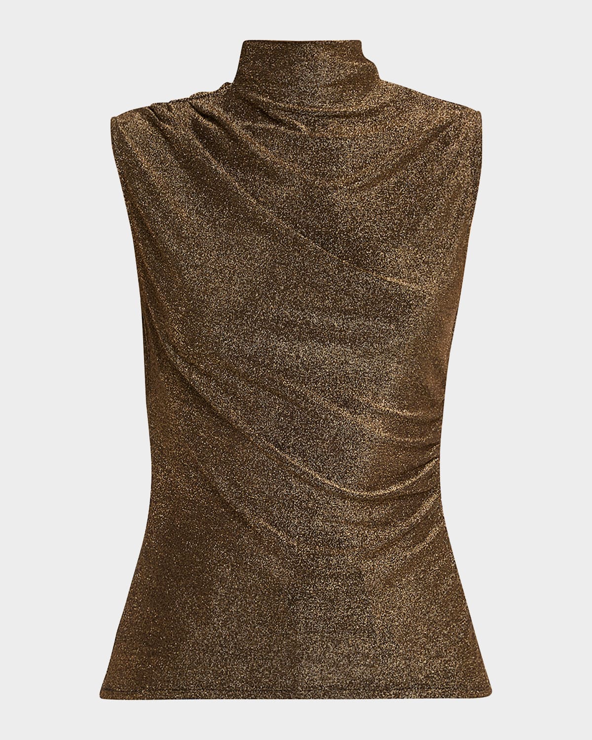 Veronica Beard Mylie Metallic Mock-neck Tank Top In Brown