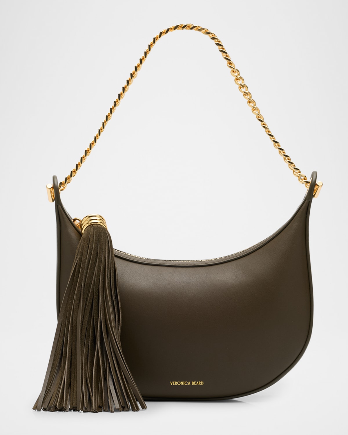 Veronica Beard Fortune Small Tassel Leather Shoulder Bag In Green