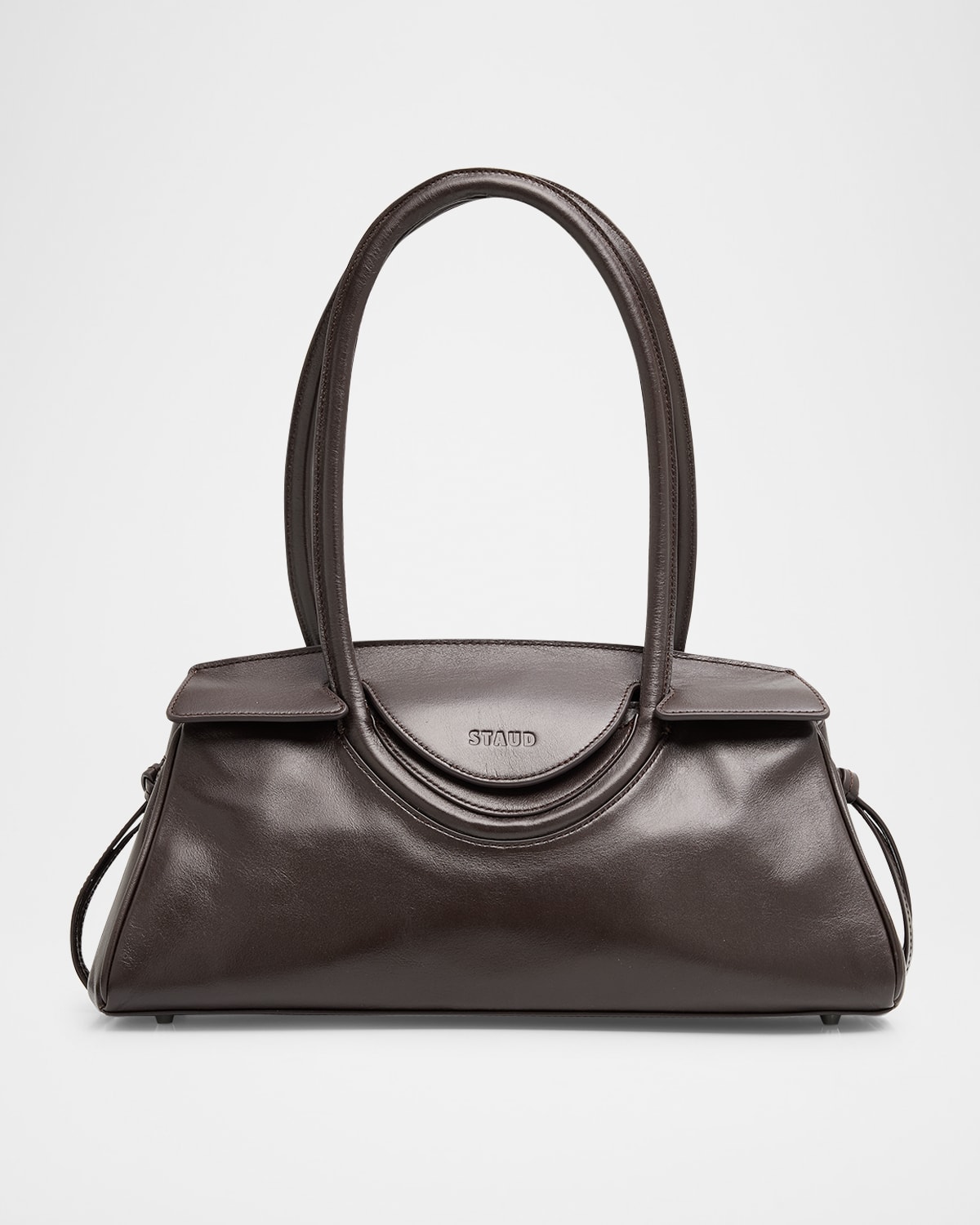 Staud Maude Polished Leather Shoulder Bag In Black