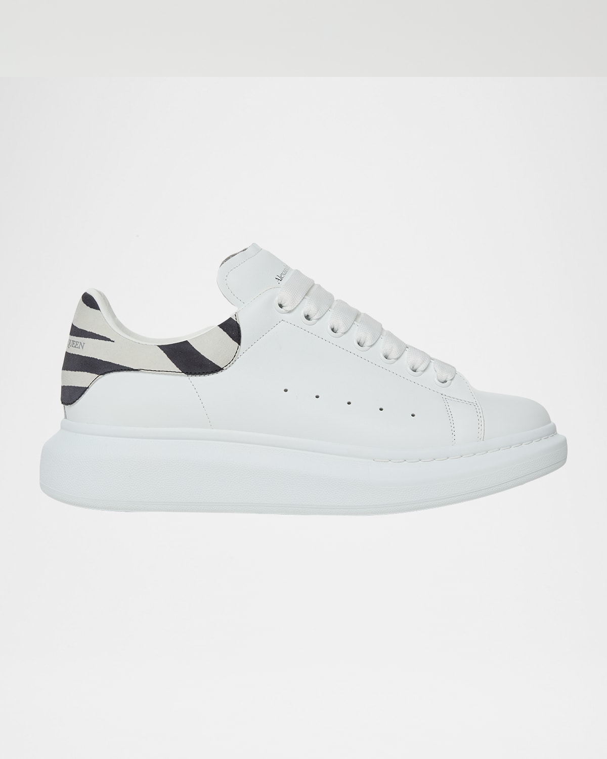 Alexander Mcqueen Zebra-panelled Leather Sneakers In White