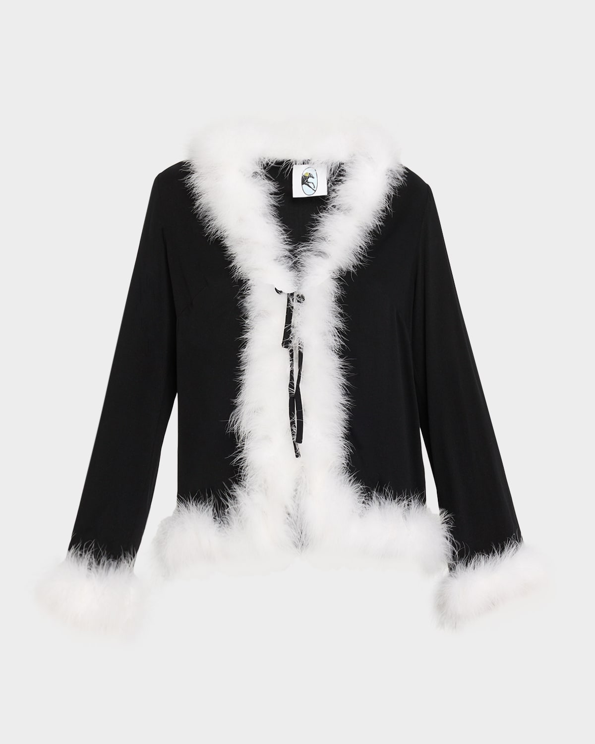 Sleeper Venus In Love Blouse With Feathers In Black In Black