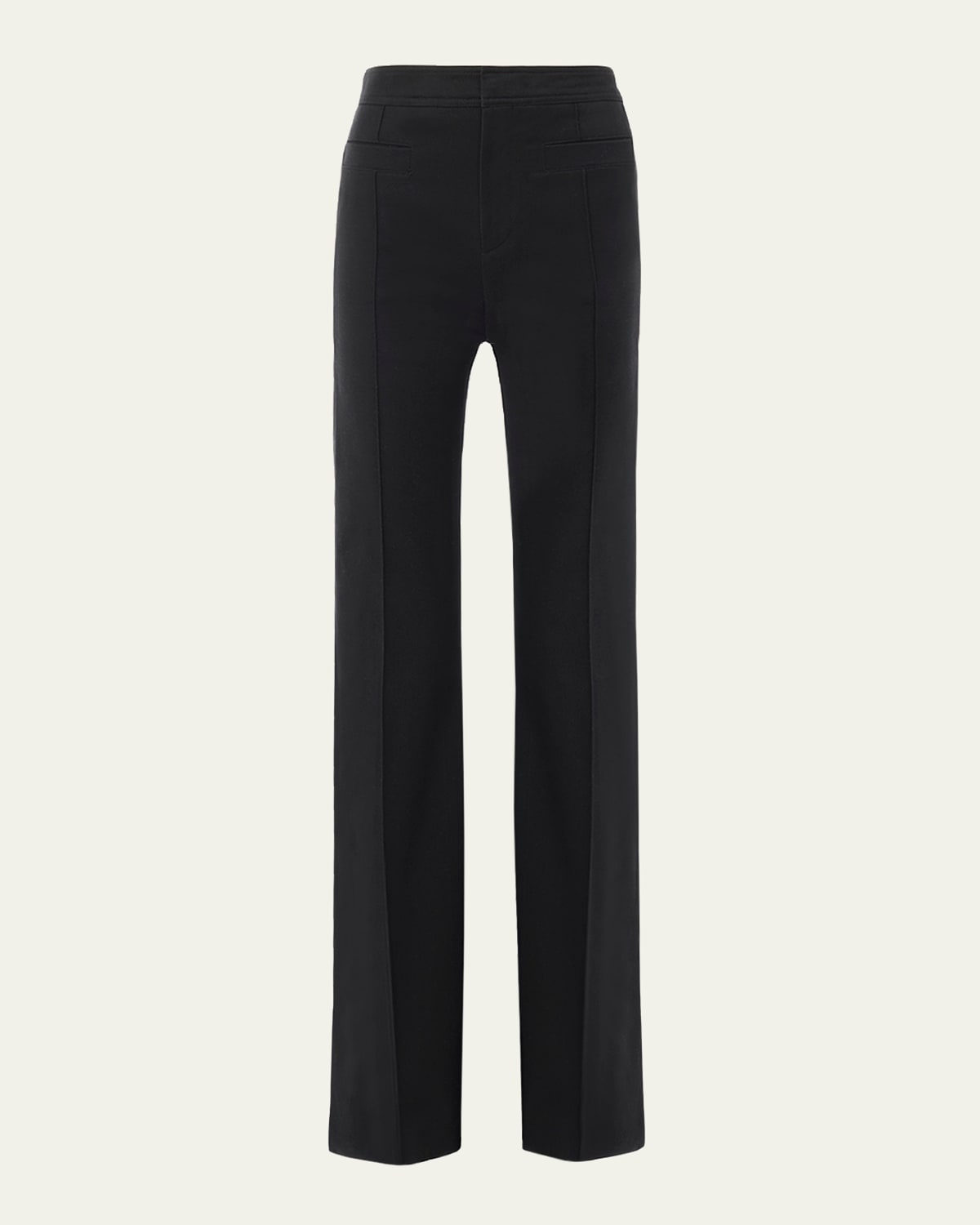 Chloé Cotton Stretch Pintuck Straight-leg Trousers In Black