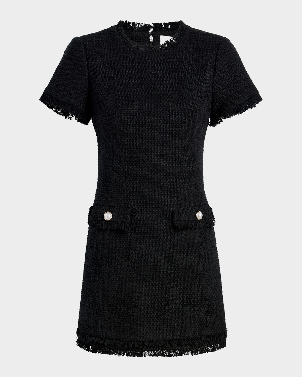 Cinq À Sept Brandi Tweed Mini Shift Dress In Black