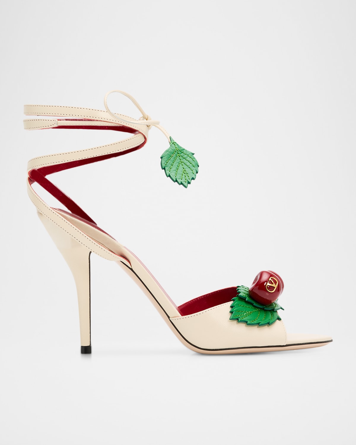 Valentino Garavani 100mm Cherryfic Leather Ankle-Strap Sandals