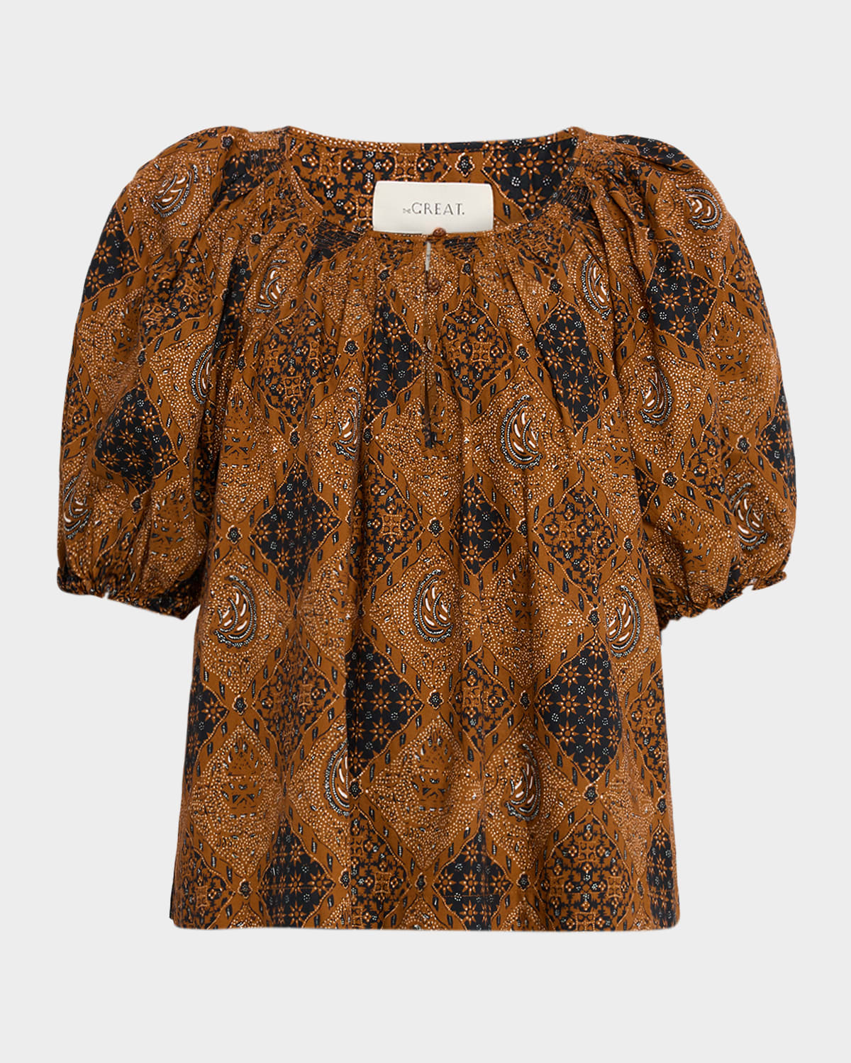 The Great The Moorland Puff-Sleeve Bandana-Print Top