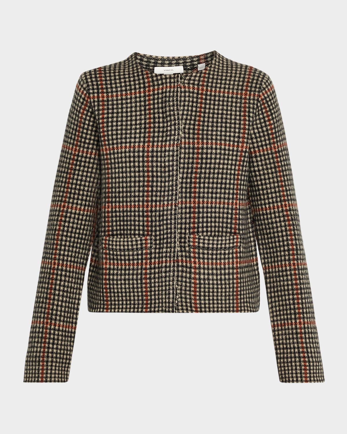 Vince Glen Plaid Short Jacket In Gray