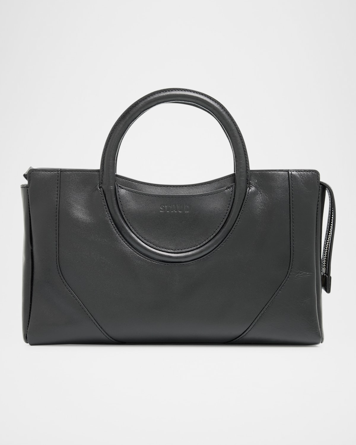 Staud Maude Mini Leather Satchel Shoulder Bag In Black