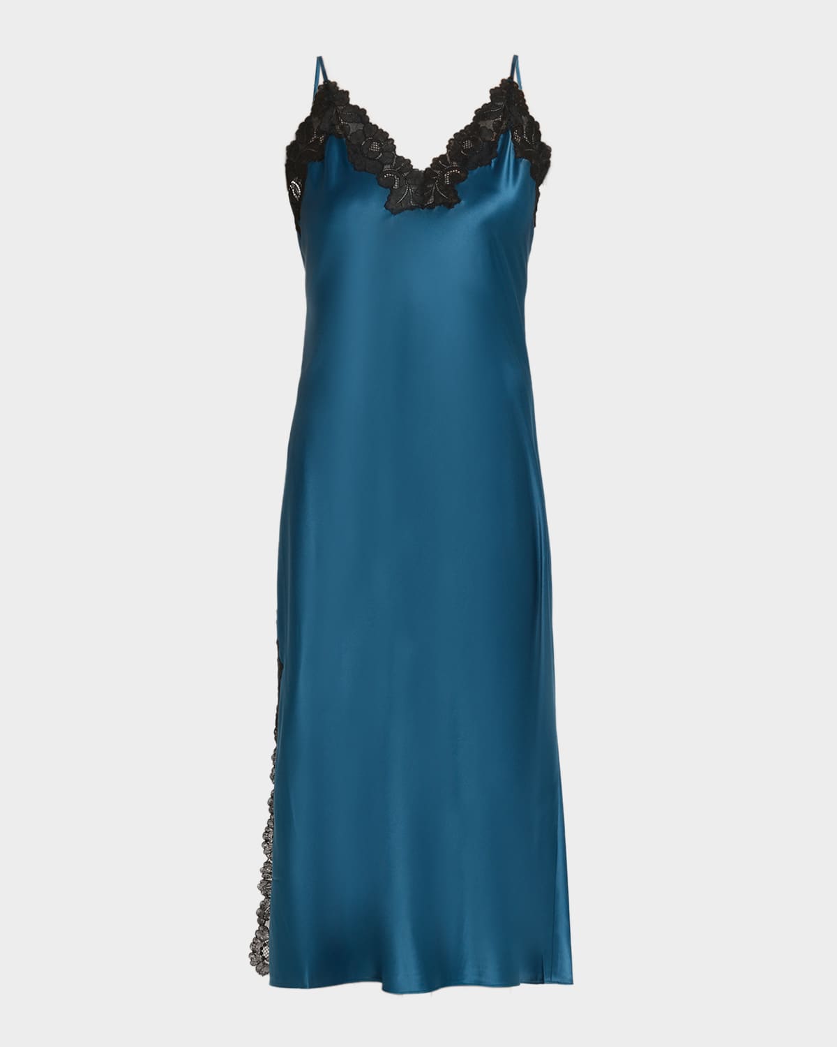 Natori Peony Glamour Midi Chemise In Blue