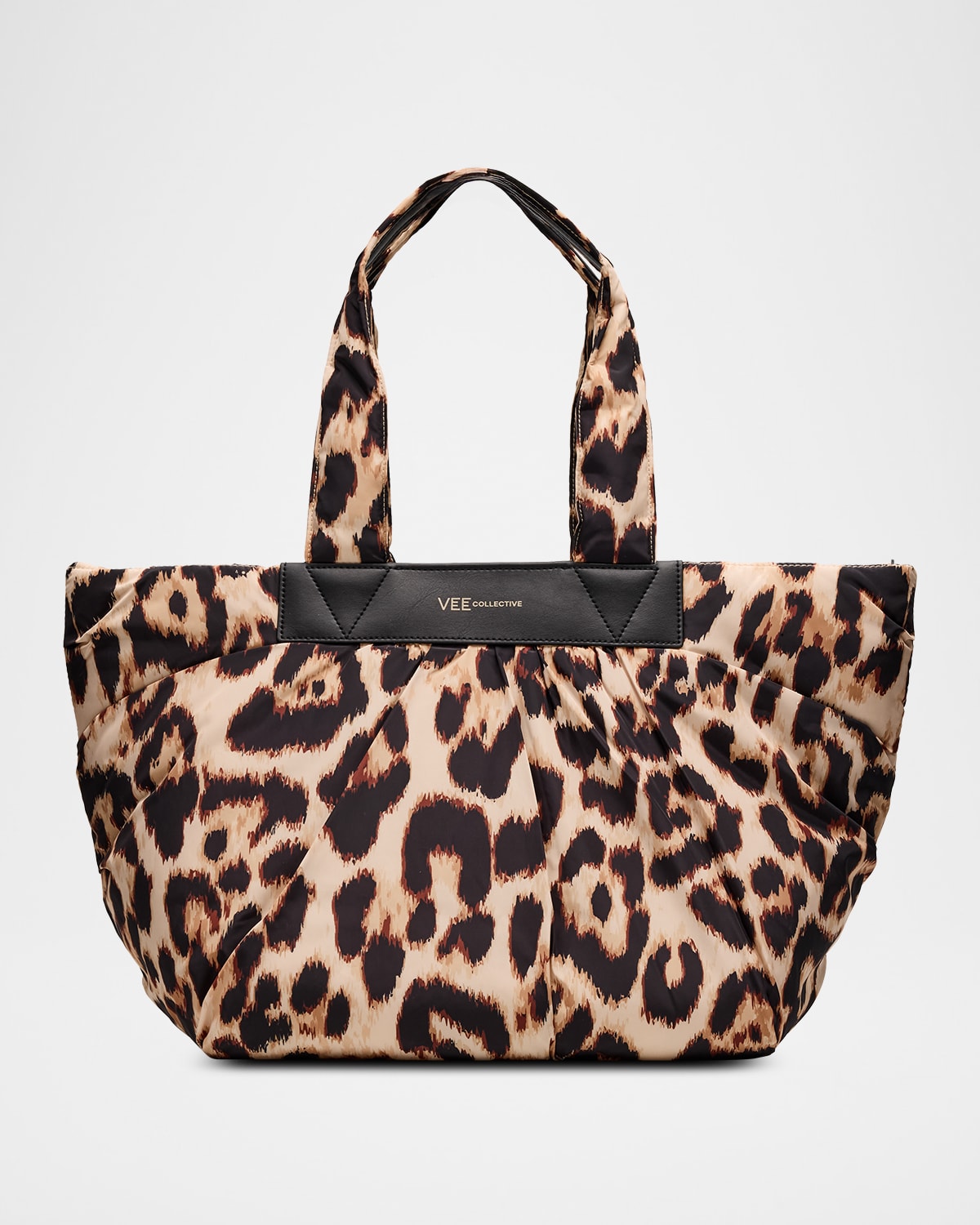 Veecollective Caba Medium Polyester And Nylon Leopard-print Tote Bag In Brown