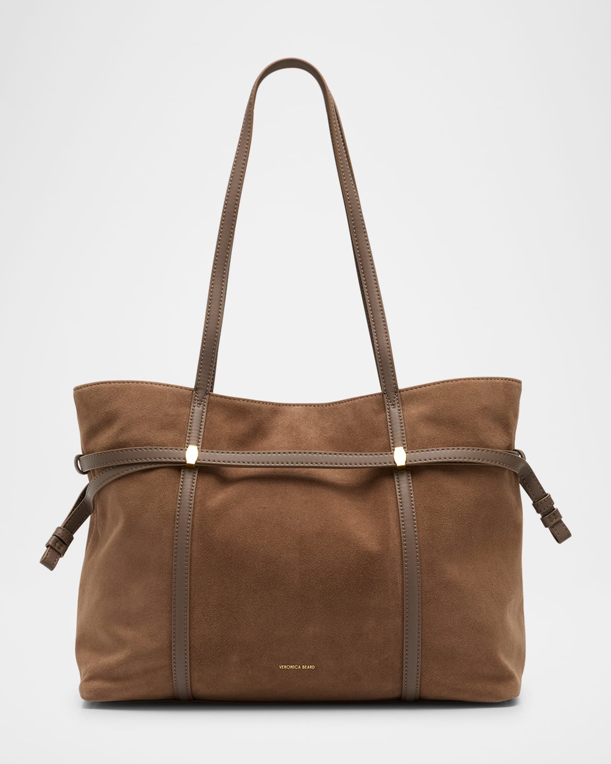 Veronica Beard Lasso Belted Suede Tote Bag In Brown