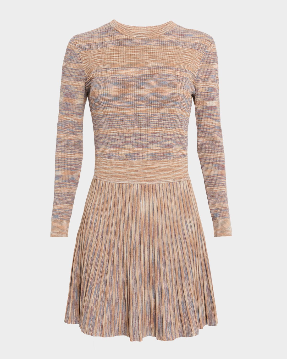 Shoshanna Martha Space-dyed Rib-knit Mini Dress In Brown
