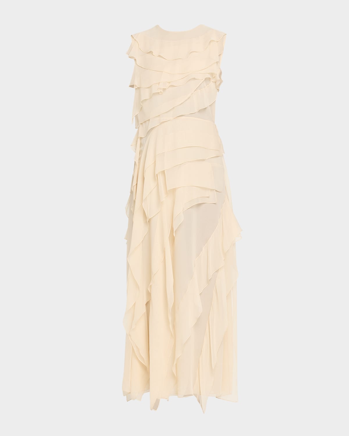 Altuzarra Gigi Sleeveless Ruffled Silk Maxi Dress In Multi