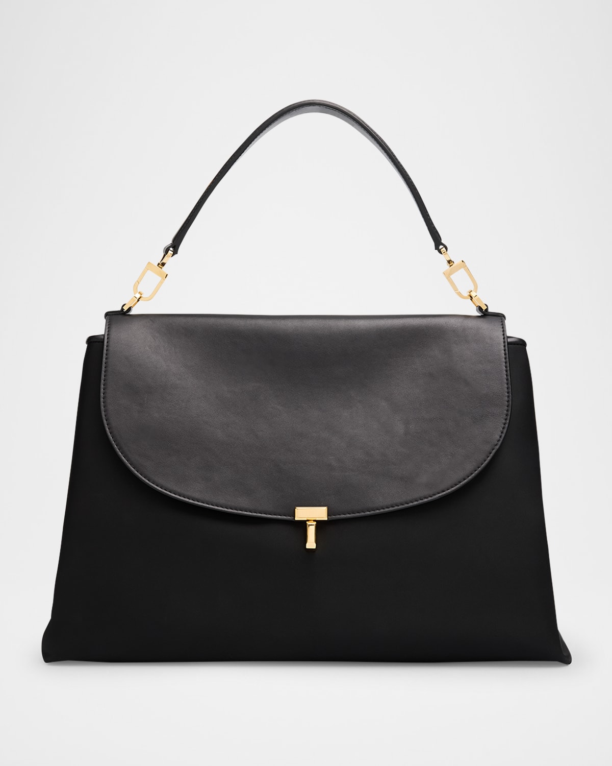 Totême T-lock Nylon Satchel Bag In Black
