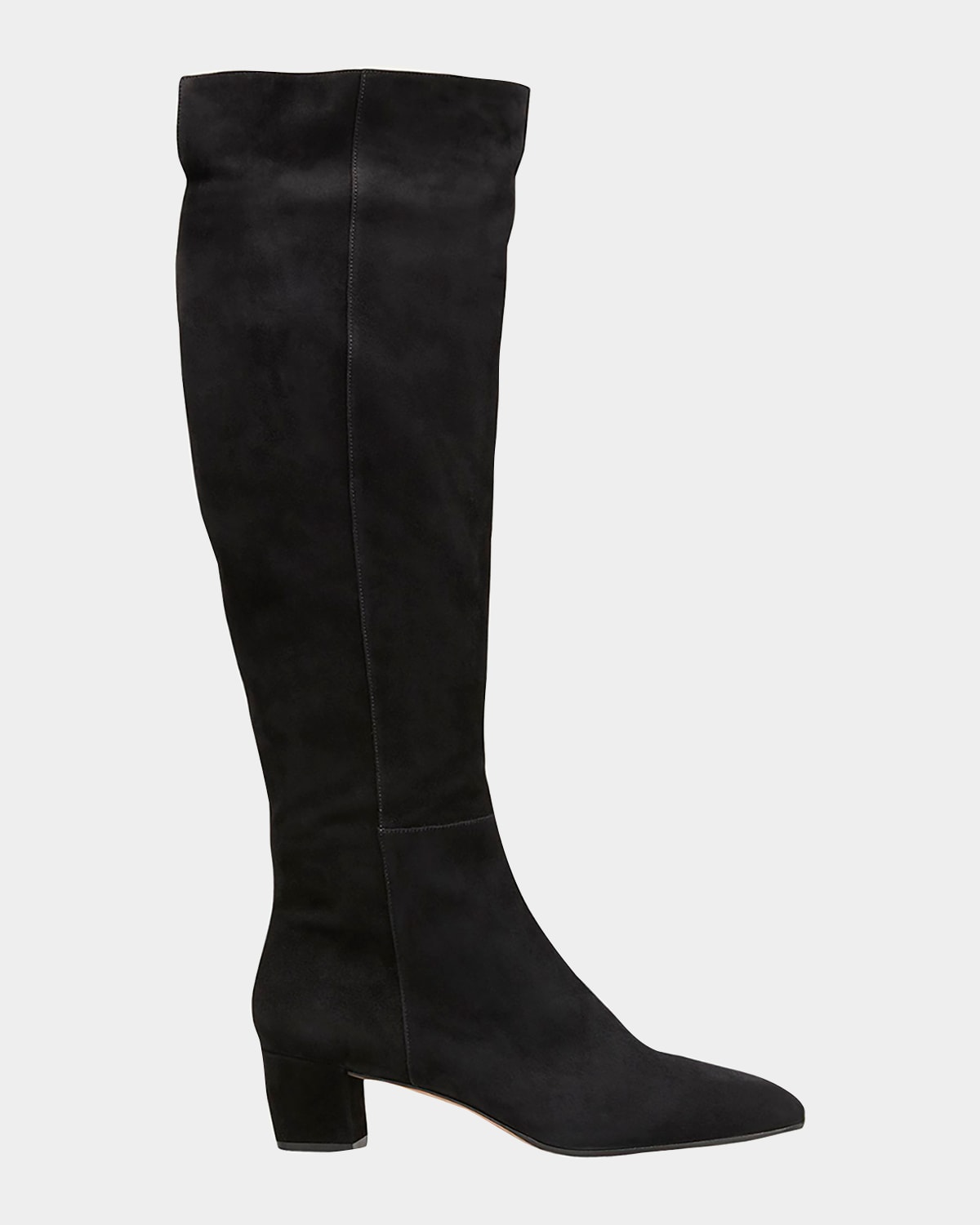 Gianvito Rossi Low-heel Suede Knee Boots In Black