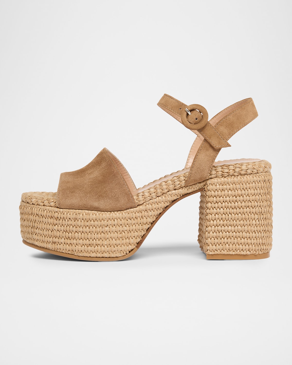 Gianvito Rossi Suede Mary Jane Ballerina Espadrilles In Sand