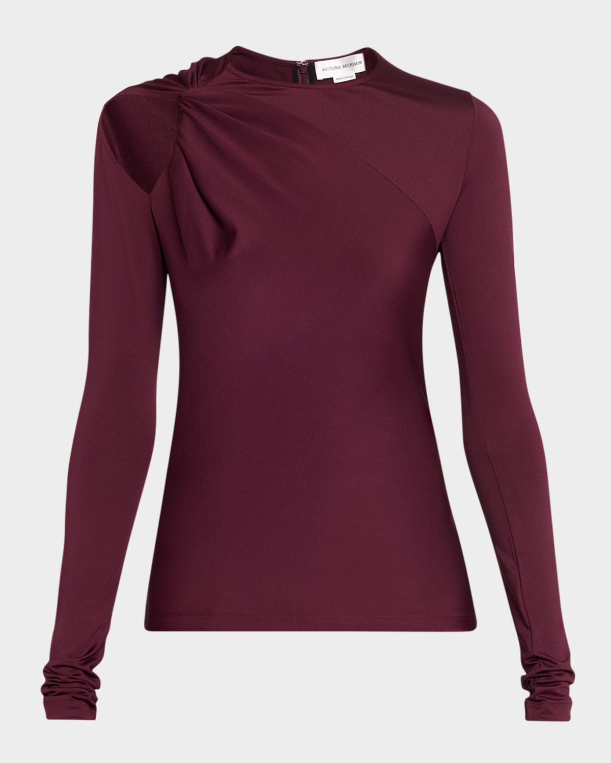 Victoria Beckham Twisted Cutout Long-sleeve Top In Burgundy