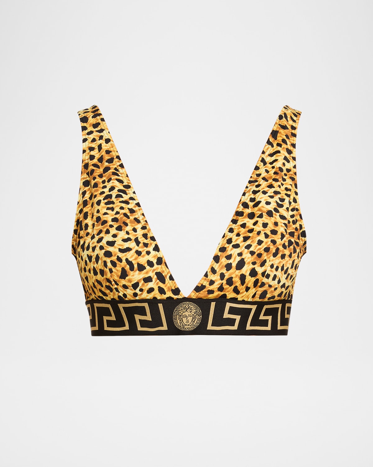 Versace Cheetah Triangle Bikini Top In Neutral