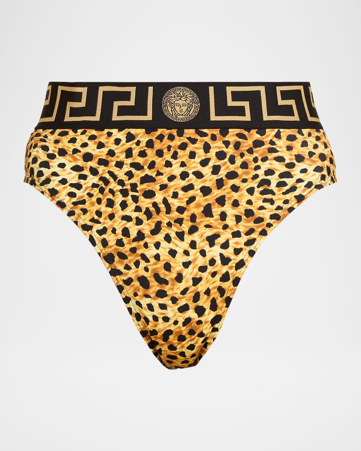 Versace Cheetah High-waist Bikini Bottoms In Animal Print