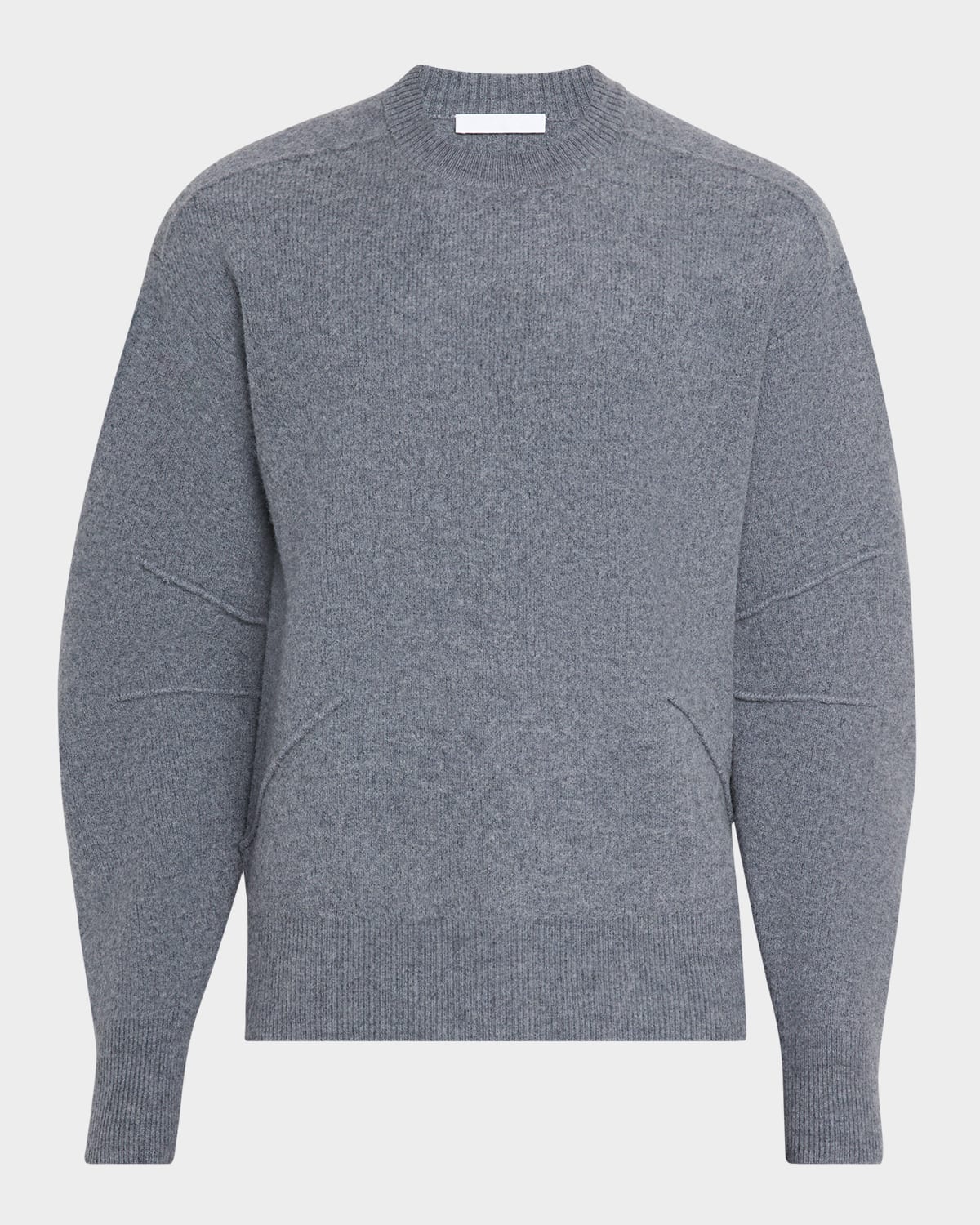 Helmut Lang Men's Pintuck Seam Boiled Wool Crewneck Sweater In Gray