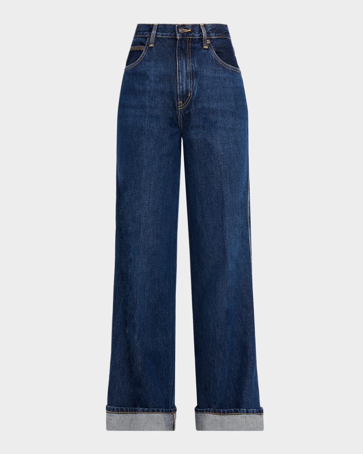 Frame The Cuffed Wide Jeans In Blue