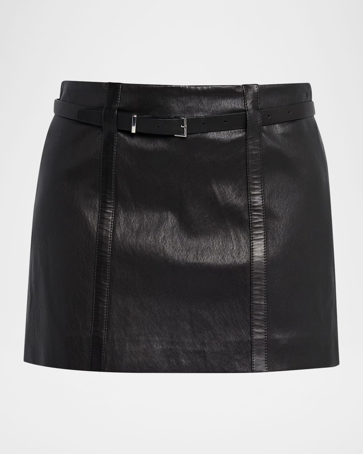 Frame The Leather Belt Mini Skirt In Black