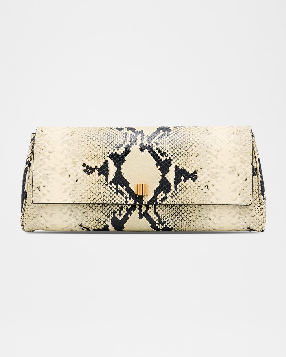 Khaite Audrey Python-embossed Leather Clutch Bag In Brown
