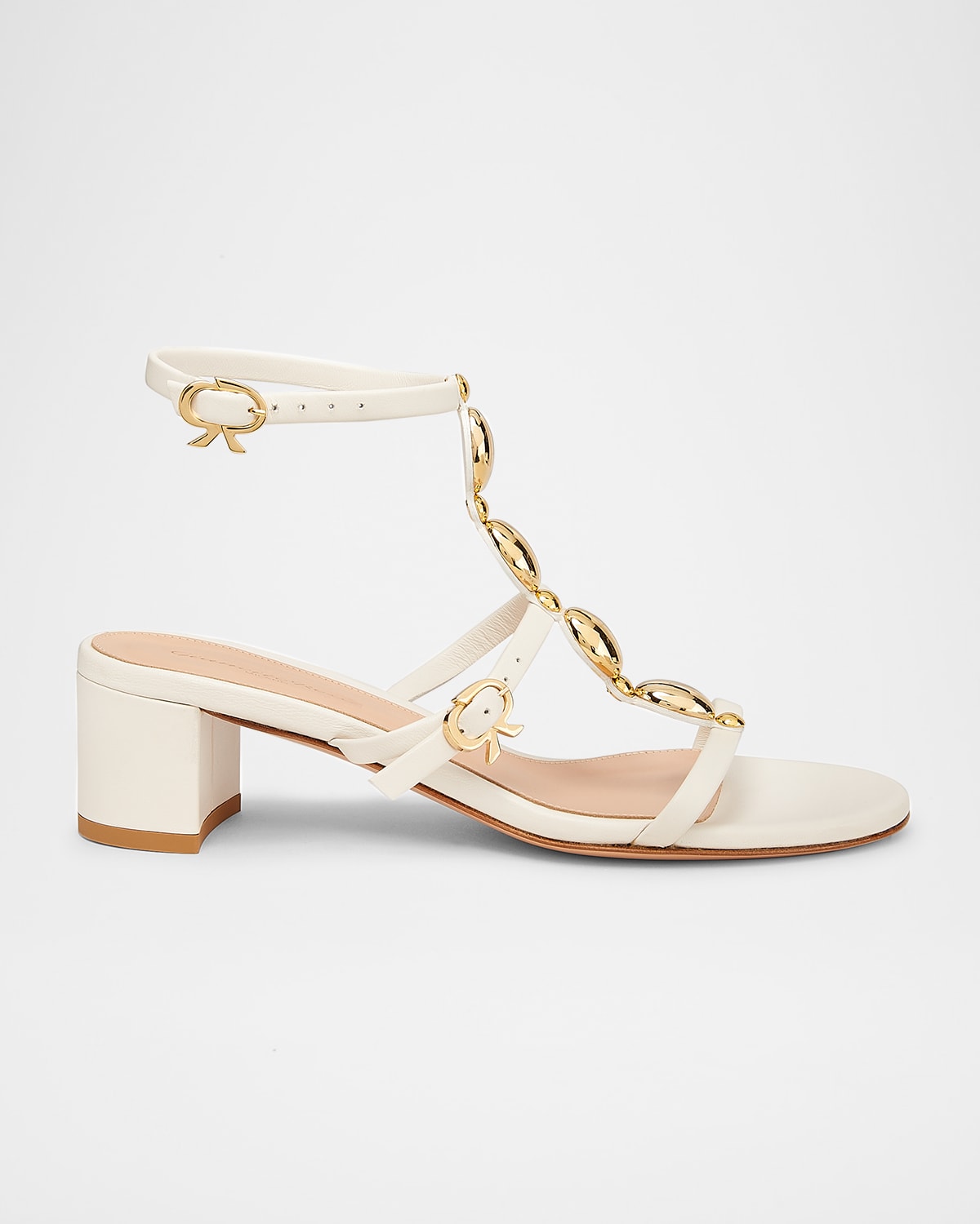 Gianvito Rossi Shanti Beaded T-Strap Leather Sandals