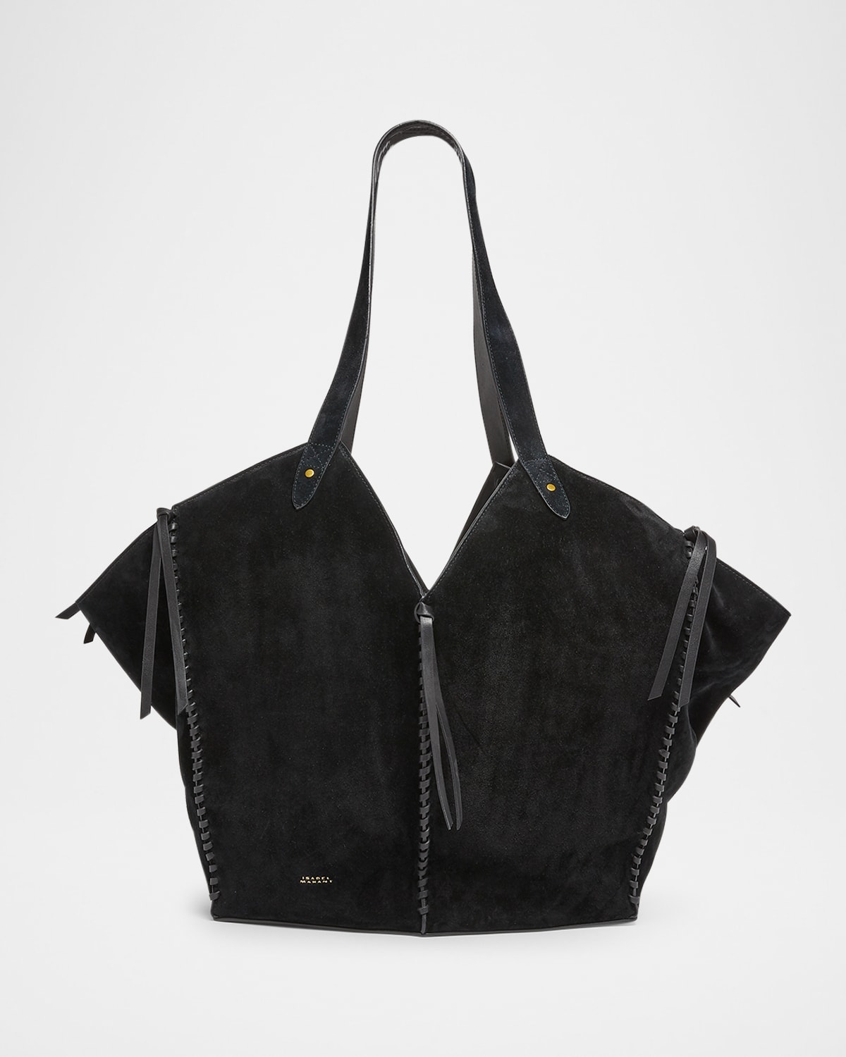 Isabel Marant Tampa Braided Leather-trim Suede Tote Bag In Black