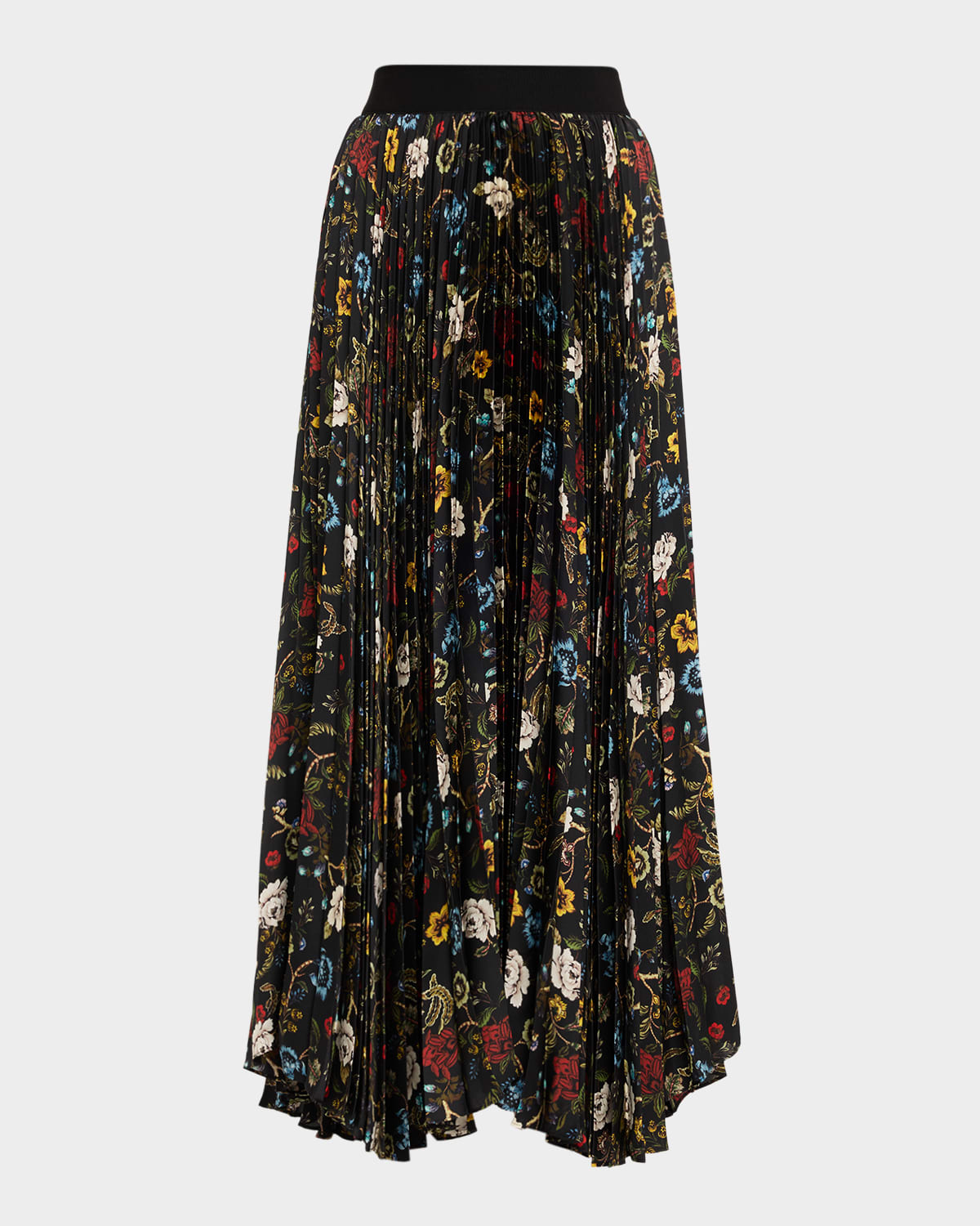 Alice And Olivia Tapestry Trails Katz Asymmetric Pleated Maxi Skirt