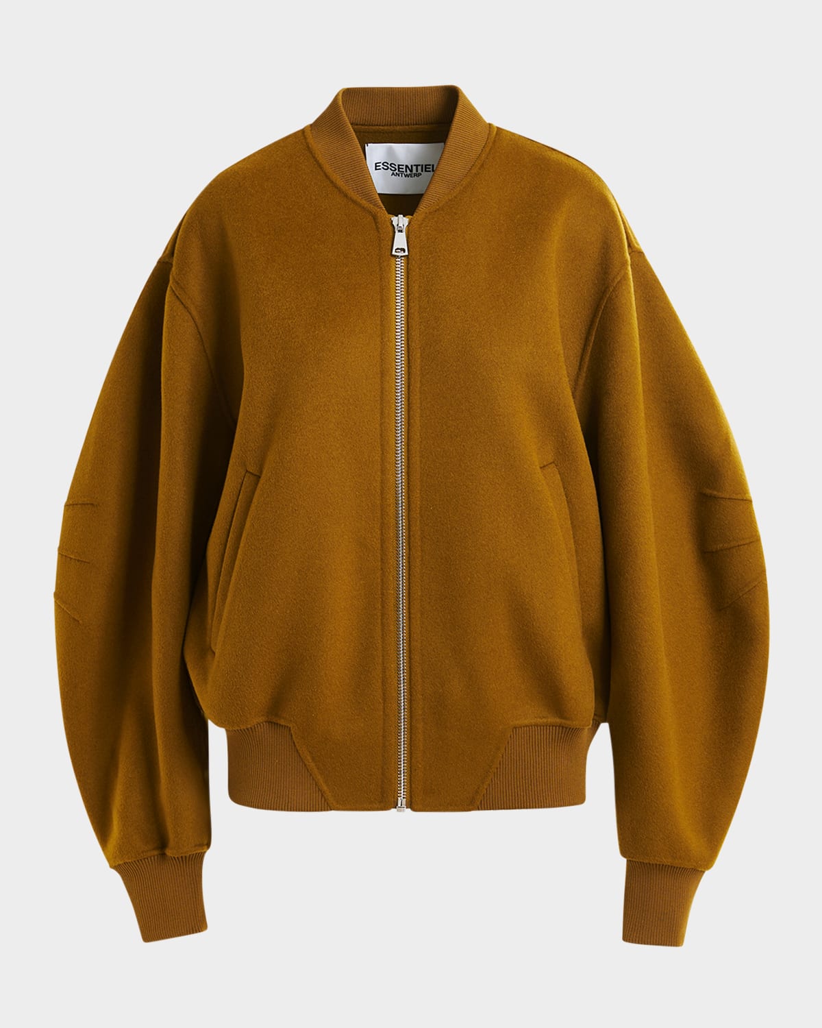 Essentiel Antwerp Dropped-shoulder Zip-front Bomber Jacket In Brown