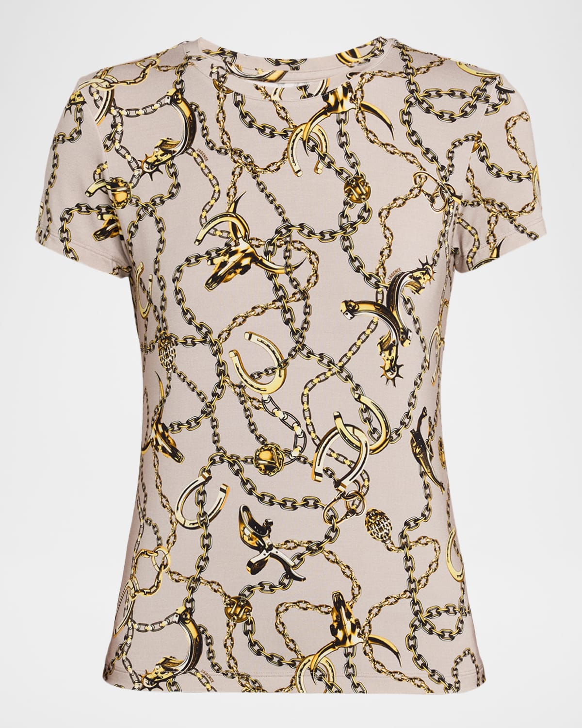 L 'Agence Ressi Short-Sleeve Long Horn Chain Tee