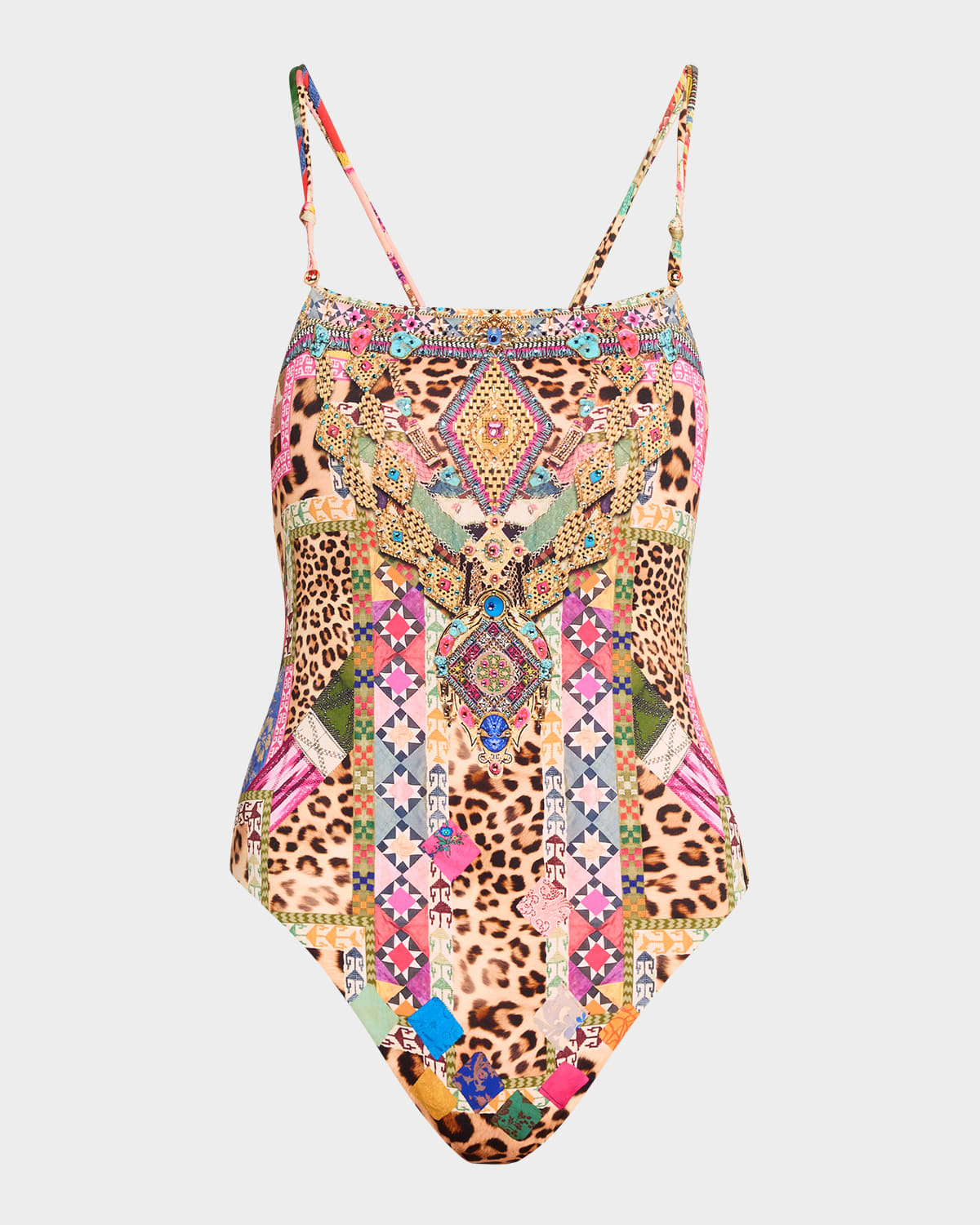 Camilla Embroidered Ever After Double-strap One-piece Swimsuit In Multi
