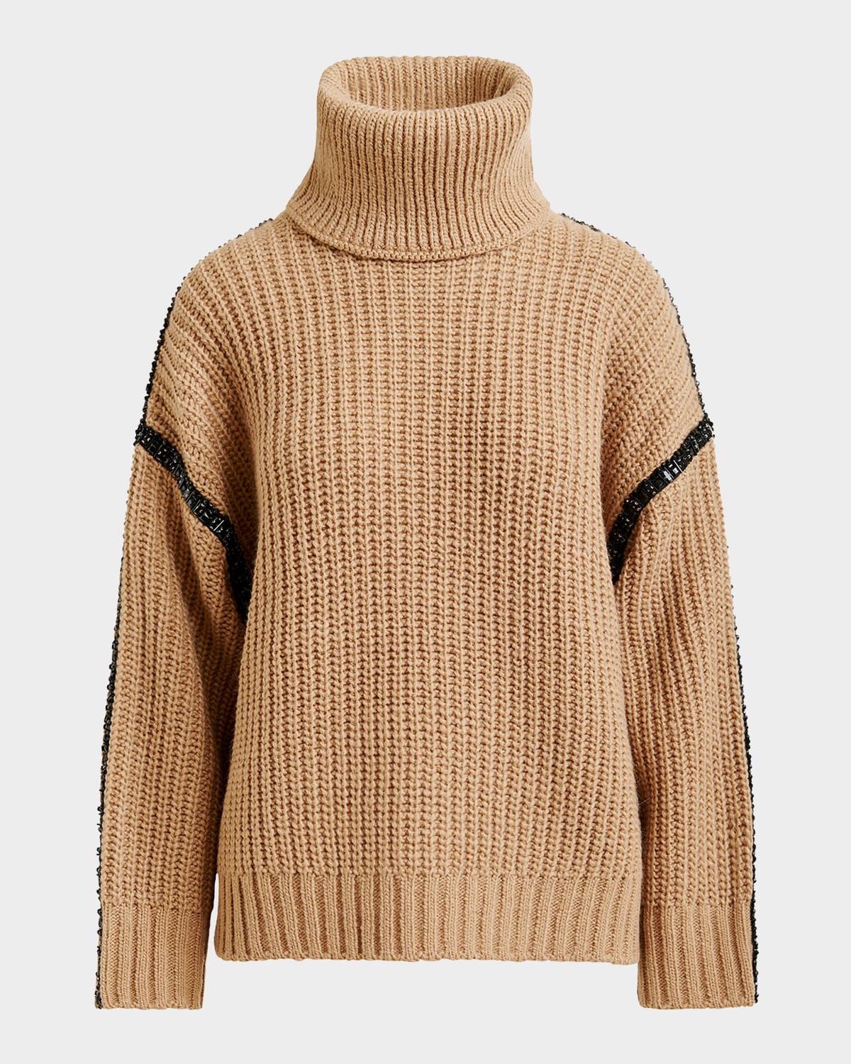 Essentiel Antwerp Indsay Embellished Turtleneck Sweater With Removable Collar In Brown