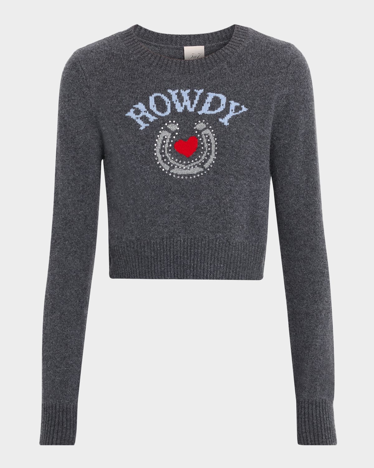 Cinq À Sept Cropped Graphic Howdy Sweater In Gray