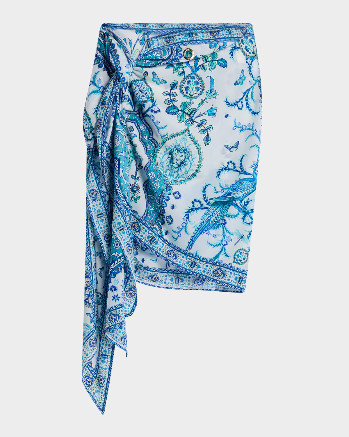 Camilla Isnik Lullaby Eyelet Wrap Mini Sarong Coverup In Blue