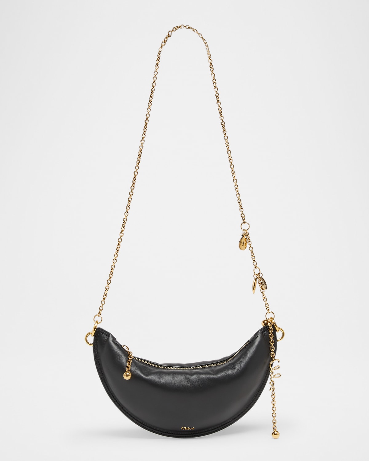 Chloé Icons Crescent-shaped Chain Shoulder Bag In Black