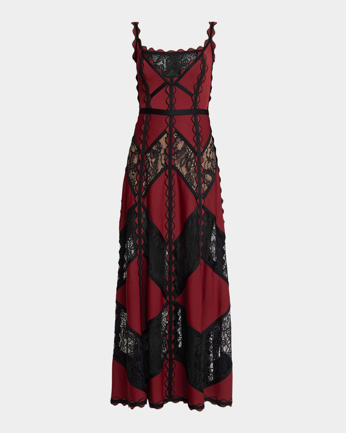Elie Saab Lace-inset Sleeveless Knit Maxi Dress In Multi