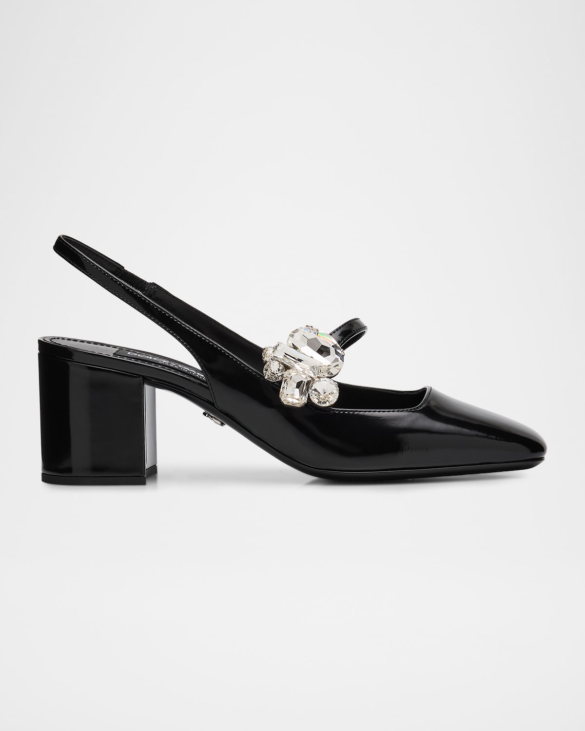Dolce & Gabbana 60mm Embellished Polished Leather Slingback Pumps In Black