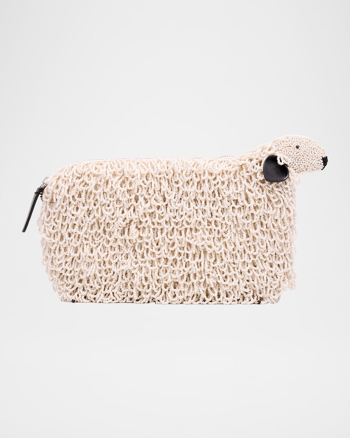 Staud Dolly Beaded Sheep Clutch Bag In Neutral