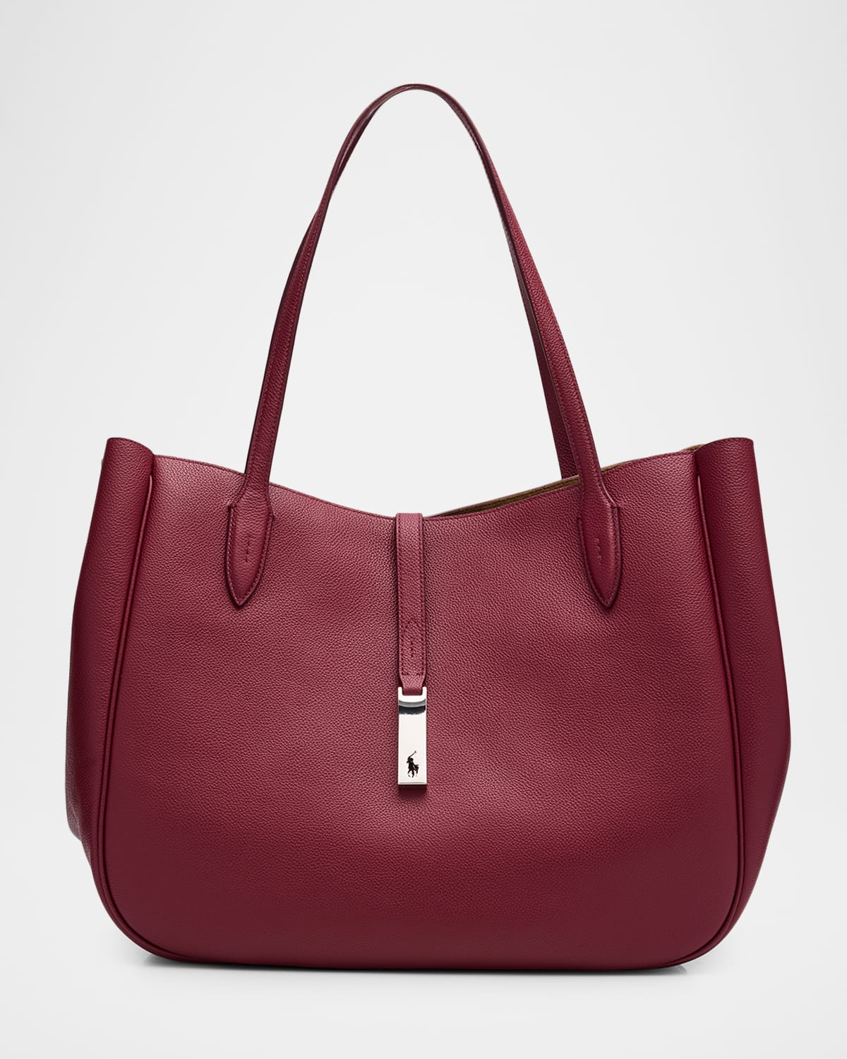 Polo Ralph Lauren Polo Id Large Leather Tote In Red