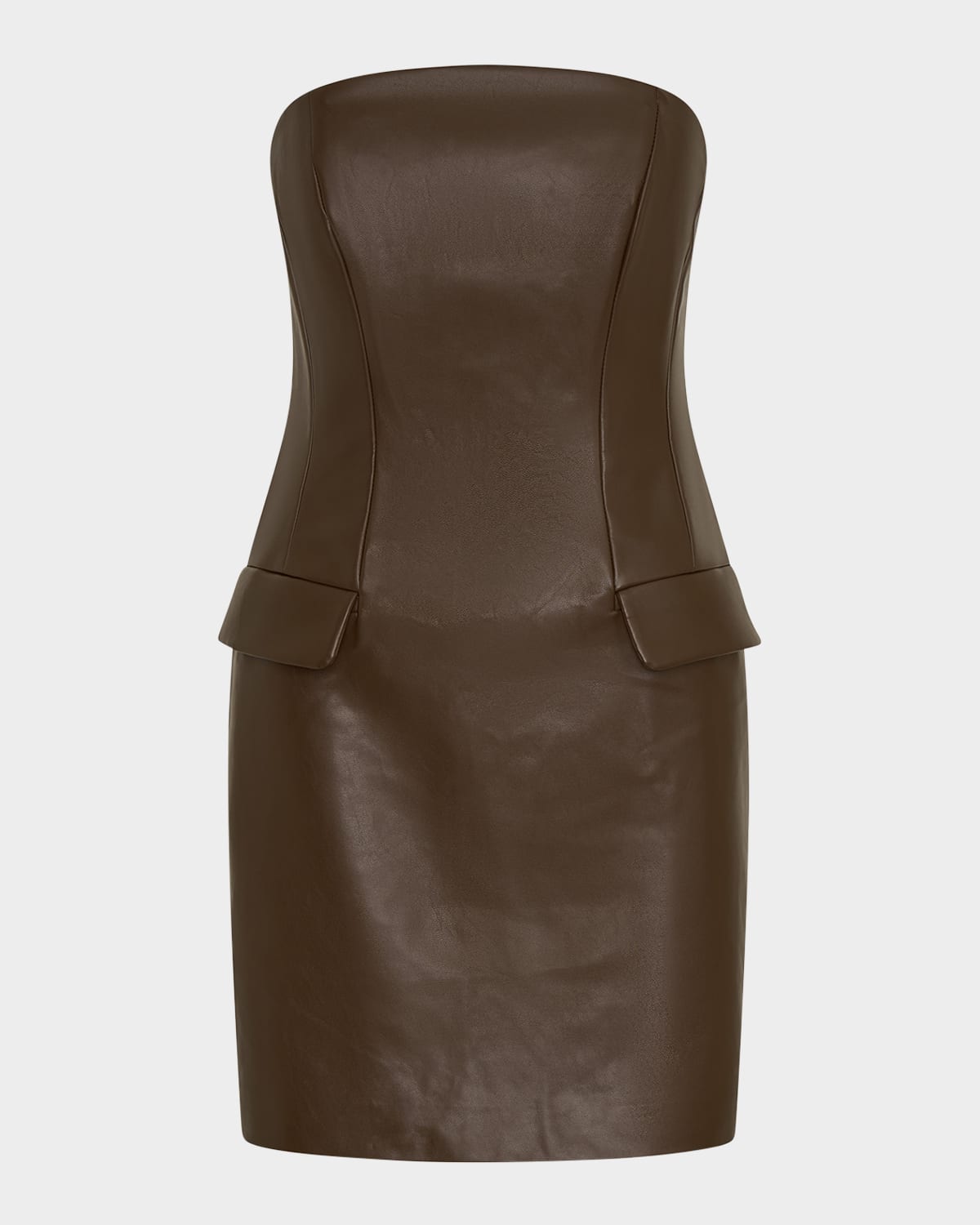 Nicholas Rina Strapless Vegan Leather Mini Dress In Brown