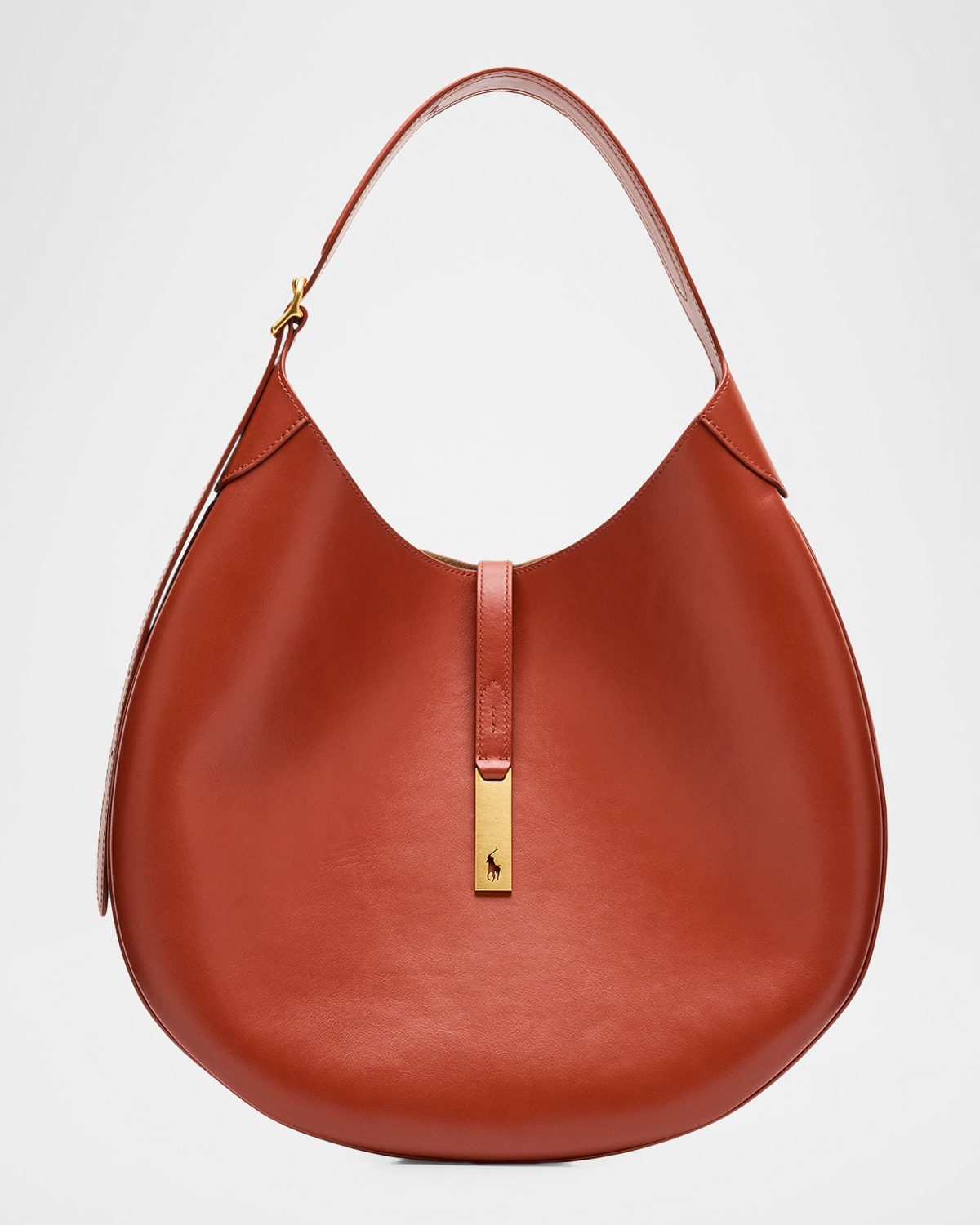 Polo Ralph Lauren Polo Id Large Calfskin Shoulder Bag In Red
