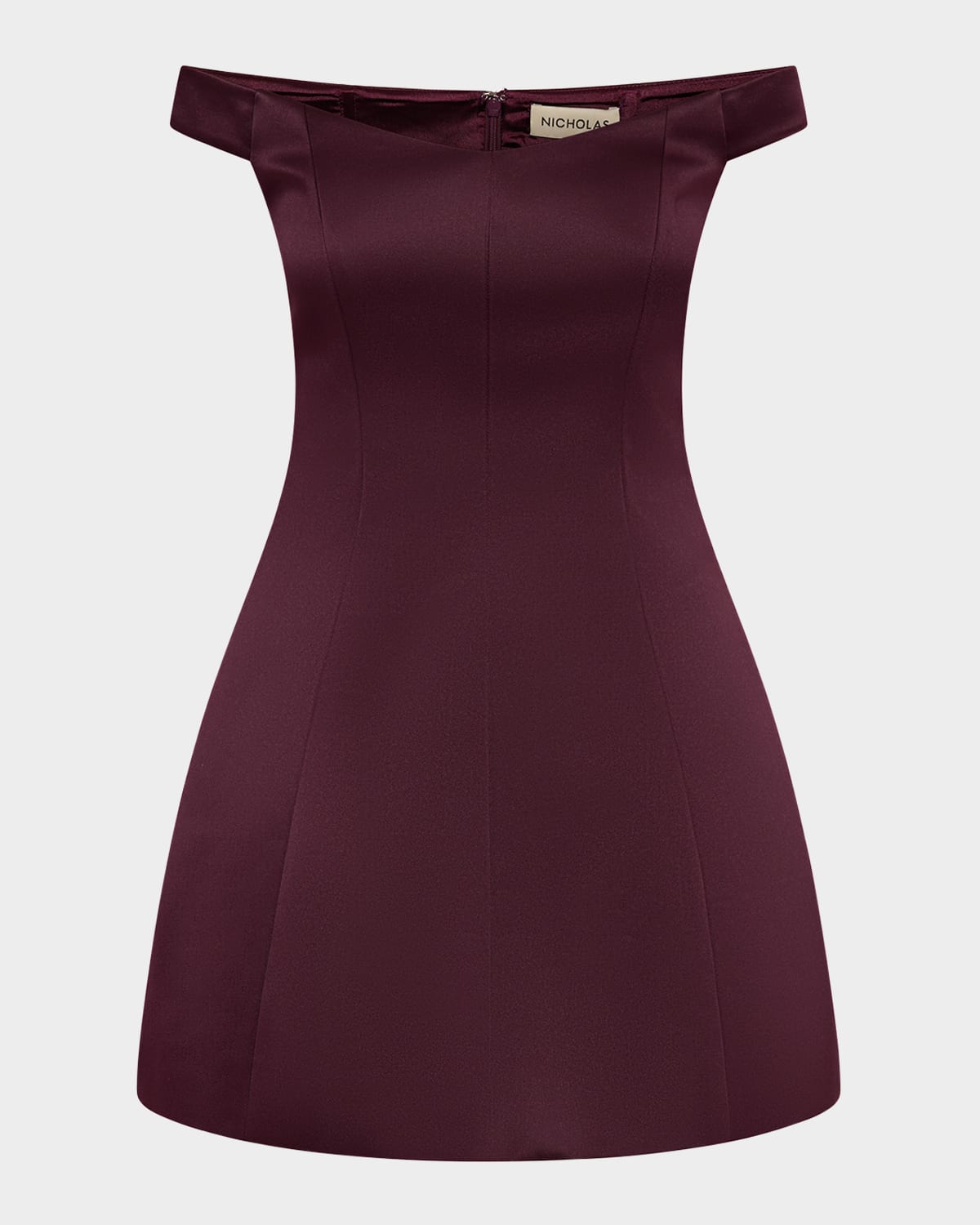 NICHOLAS Lilly Seamed Off-Shoulder Mini Dress