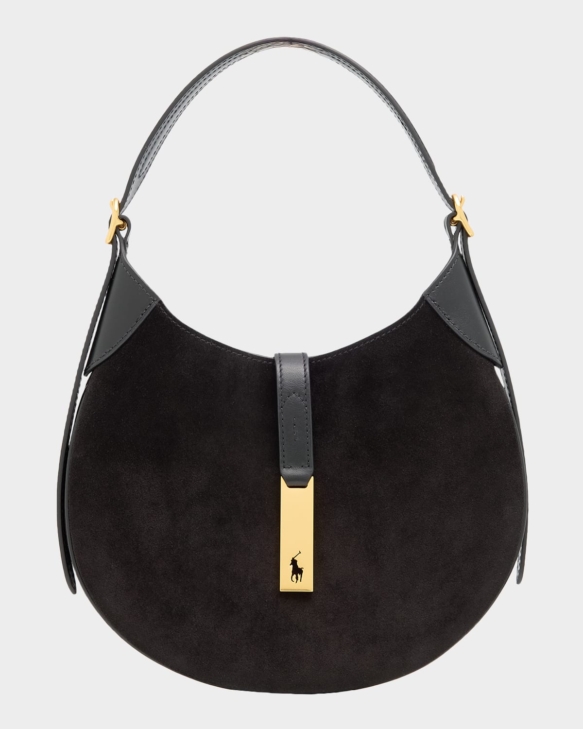 Polo Ralph Lauren Polo Id Suede Small Shoulder Bag In Brown