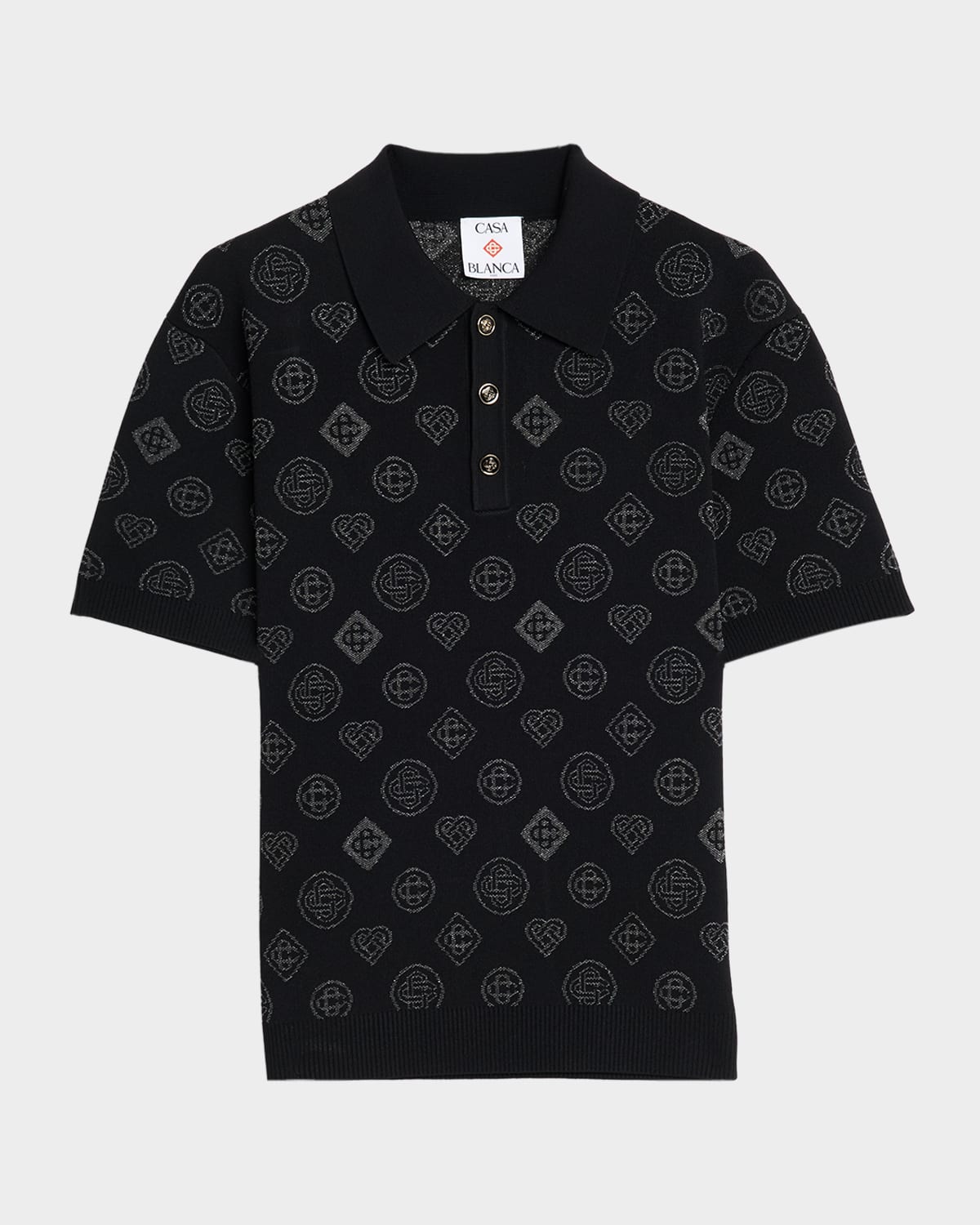 Casablanca Jacquard Monogram Polo-shirt In Multi