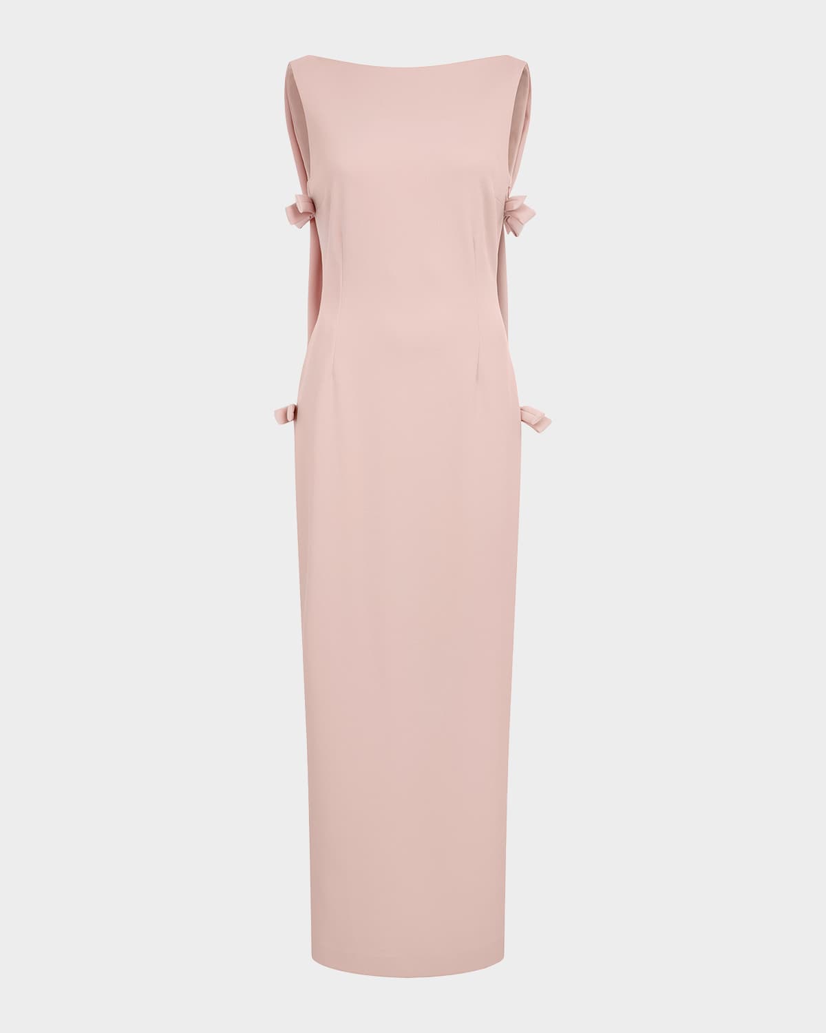 Bernadette Colette Bow Low-back Cape Sleeveless Gown In Pink
