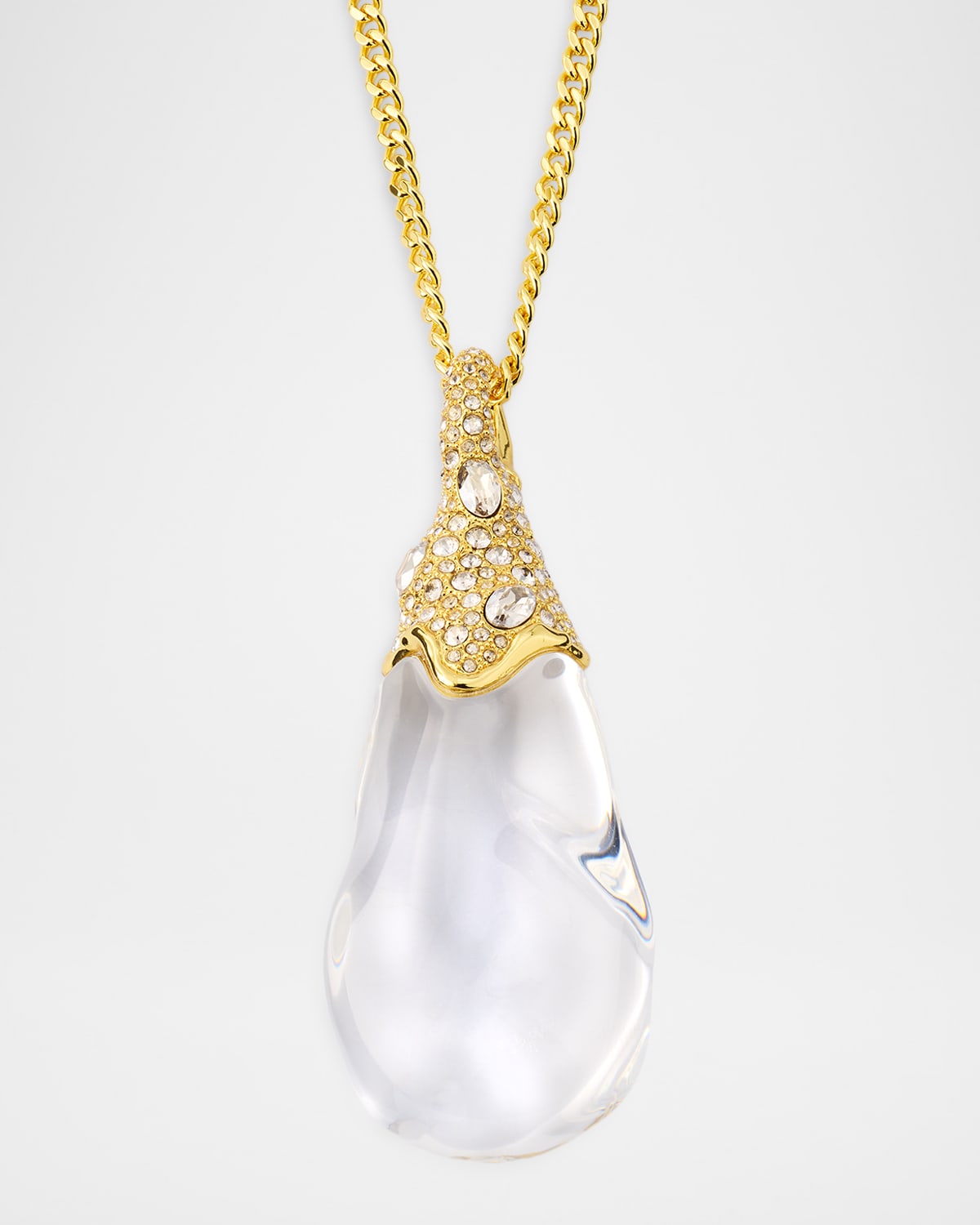 Alexis Bittar Liquid Lucite Crystal Pavé Teardrop Necklace