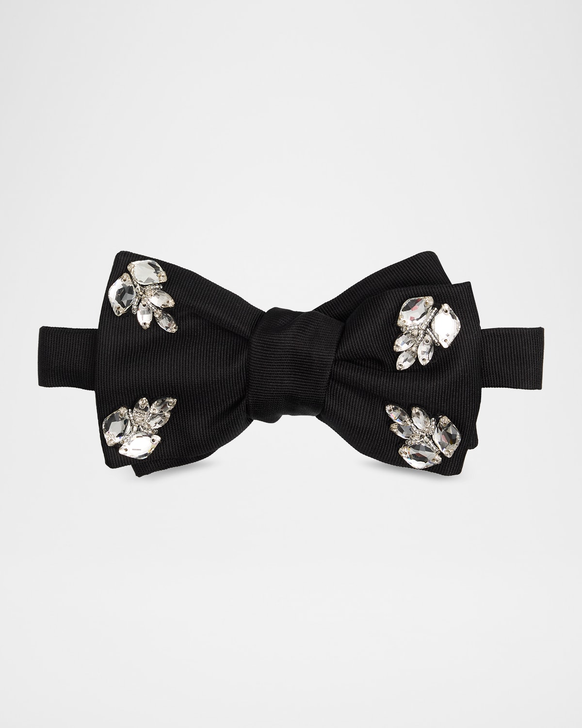 Alexander Mcqueen Men's Crystal-embellished Silk Bow Tie In Black