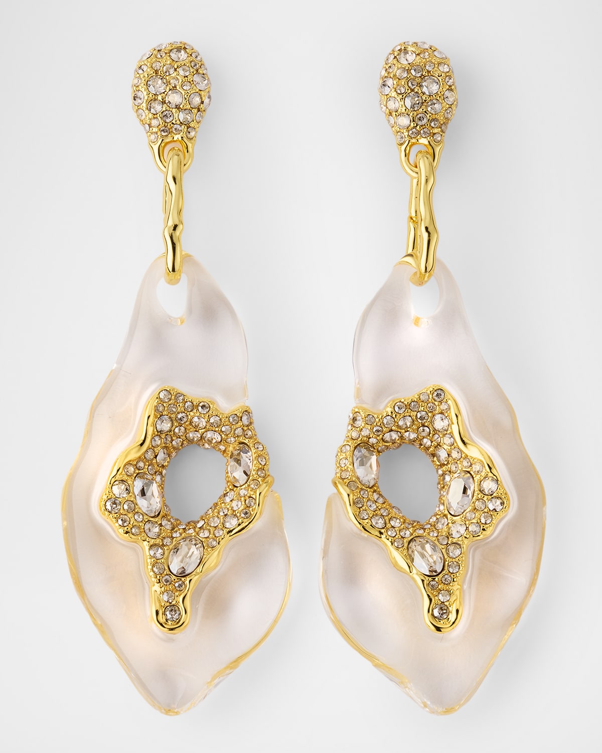 Alexis Bittar Liquid Lucite Crystal Pave Geode Drop Earrings