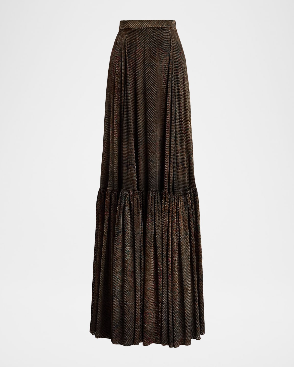 Ralph Lauren Collection Carlita Burnished Paisley Velvet Twill Maxi Skirt